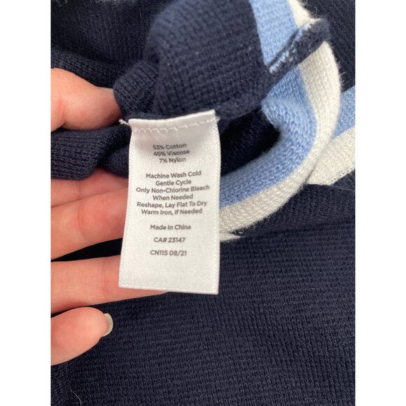 Talbots Womens XS/S Navy Poncho Sweater Blue Striped Knit Casual Nautical Preppy - Picture 4 of 8